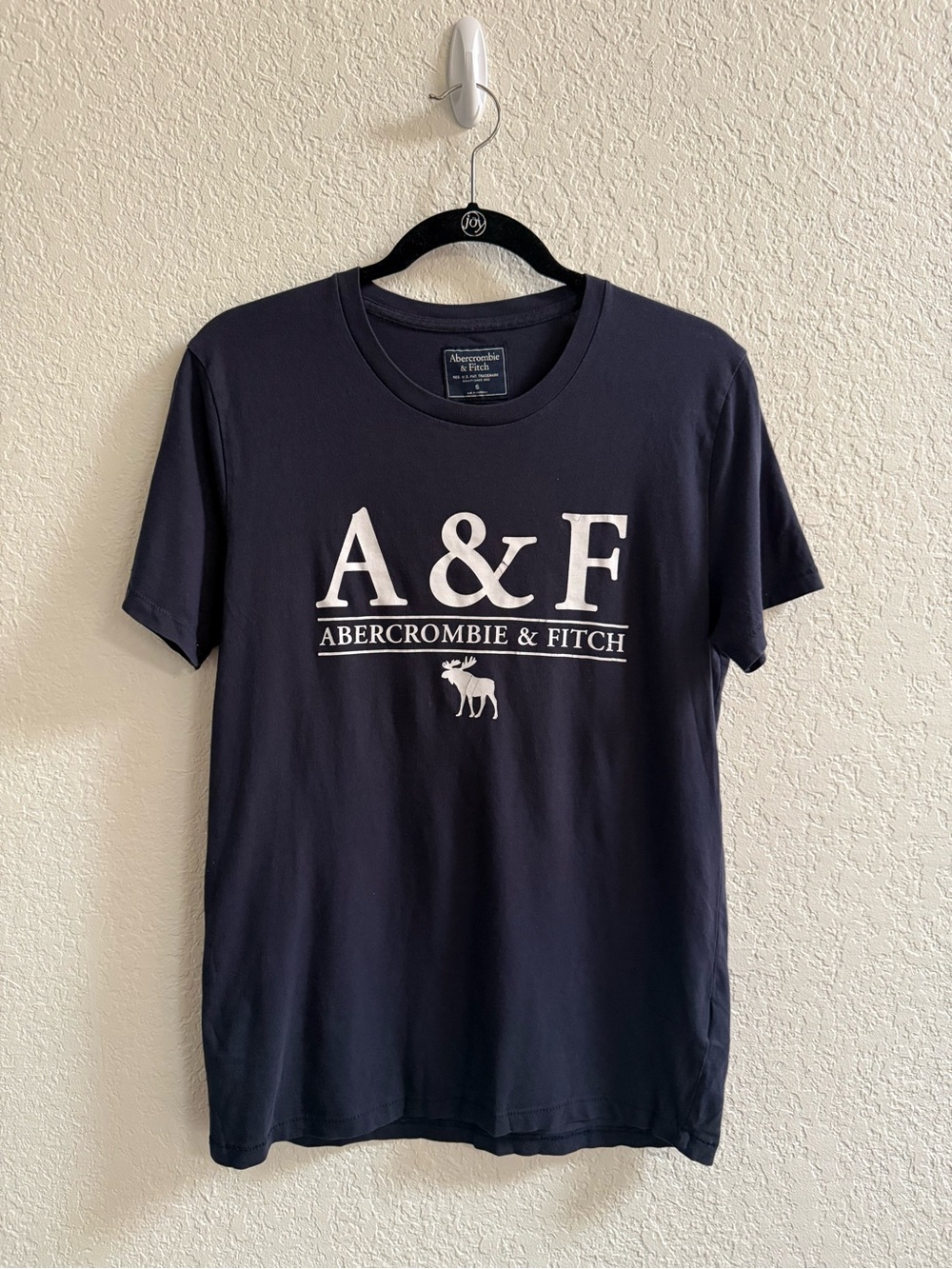 Vintage (2012) Abercrombie & Fitch Navy Tee with White A&F Logo